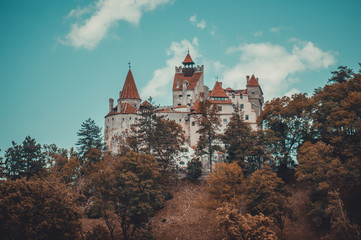 Fototapeta na wymiar Mysterious beautiful Bran Castle. Vampire Residence of Dracula in the forests of Romania