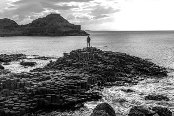 Giant’s Causeway with a Man
