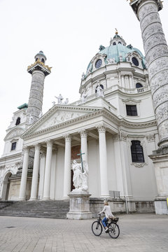 Karlskirche (St. Charles Church) at Karlsplatz, Vienna. Austria