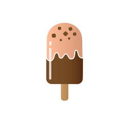 vector illustration of chocolate popsicle with a chips on the top and with a stick
