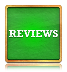 Obraz premium Reviews green chalkboard square button