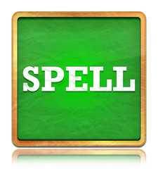 Spell green chalkboard square button