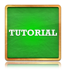 Obraz premium Tutorial green chalkboard square button