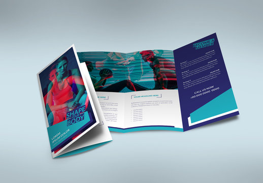 Dark and Light Blue Trifold Brochure Layout