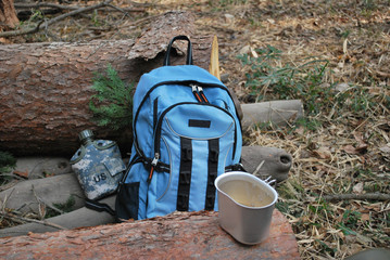 リュックサックと水筒