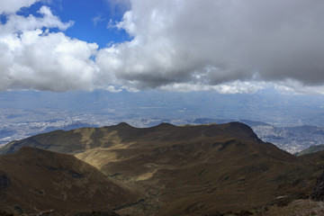 View from ruca pichincha over quito, ecuador