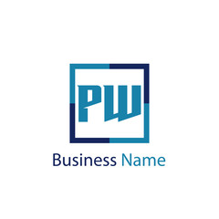 Initial Letter PW Logo Template Design