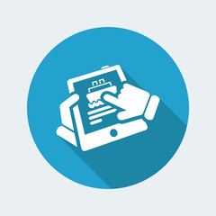 Navy booking on tablet