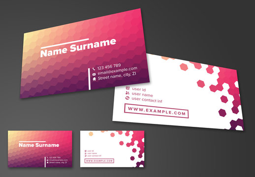 Business Card Layout with Hexagons