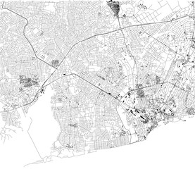 Mappa di Accra, vista satellitare, città, Ghana. Strade. Africa © Naeblys