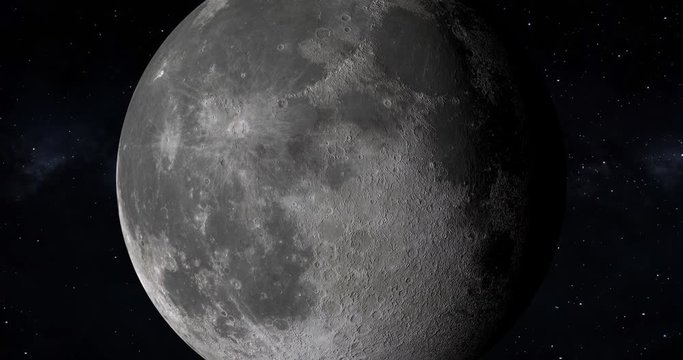 A detailed animated view of the Earth's moon.	