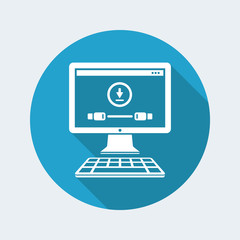 Cable connected to pc for download- Vector flat minimal icon