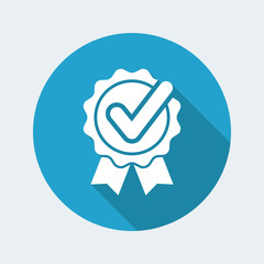 Checkmark on ribbon - Vector flat minimal icon