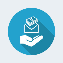 Give envelope with stering banknotes - Minimal icon