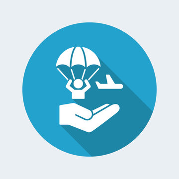 Parachutist jumping from the airplane - Minimal icon