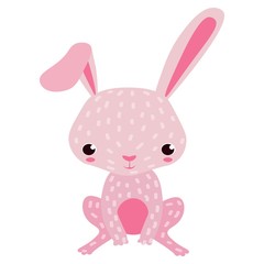 Cute bunny cartoon illustration on white board