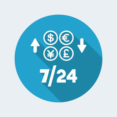 Foreign currency exchange service 7/24 - Vector web icon