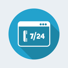 Full time 7/24 call center application - Vector flat icon