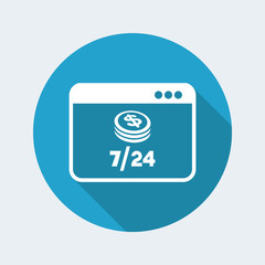 Dollar - Daily banking service 7/24 - Vector flat icon