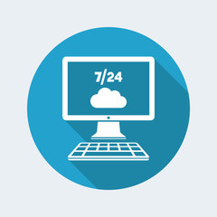 Cloud service 7/24 - Vector flat icon
