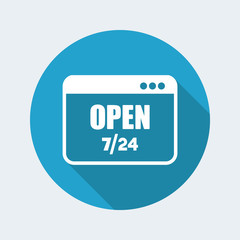 Web store open 7/24 - Vector flat icon