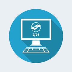 7/24 computer full assistance - Vector flat icon