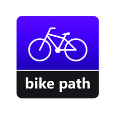 Bicycle path sign with label for print and digital content