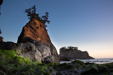 Oregon Coast. Majestic Sea Stack Island at Secret Beach Near Brookings.