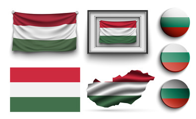 set of hungary flags collection isolated