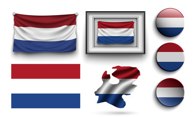 set of Netherlands flags collection isolated