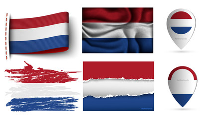 set of Netherlands flags collection isolated