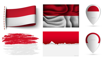 set of indonesia flags collection isolated