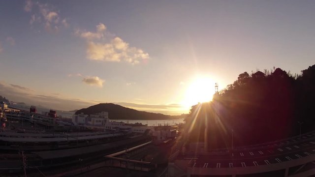 Time lapse of sunset in the seashore, Japan.