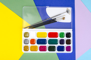 Colored paints for drawing school art