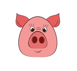 The pig is a symbol of the New year 2D illustration isolated on white.