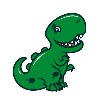 Smiling dinosaur - a cute cartoon character mascot