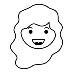 cartoon woman happy head kawaii character