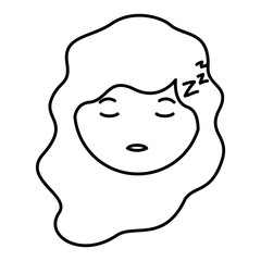 cartoon head woman asleep kawaii character