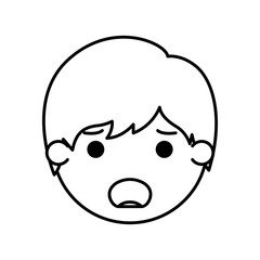 cartoon sad man head kawaii character