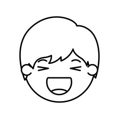 cartoon happy man head kawaii character