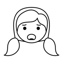 cartoon woman angry head kawaii character