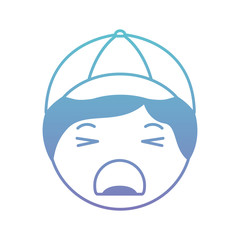 cartoon sad man head kawaii character
