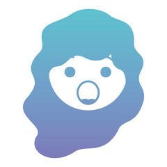 cartoon woman head surprised kawaii character