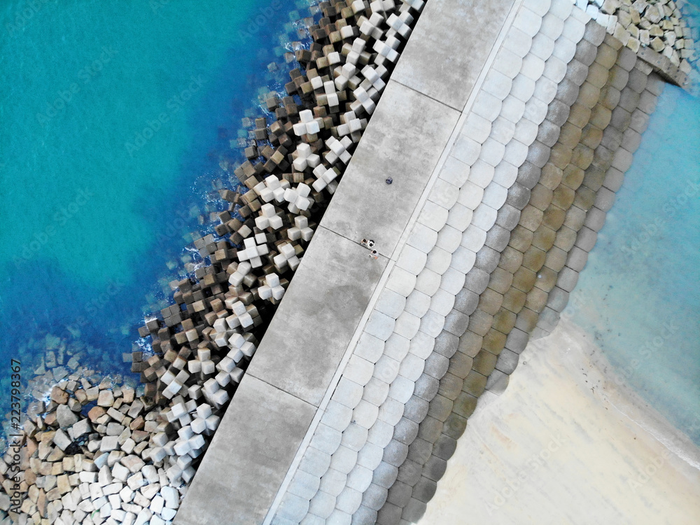 Wall mural View over the Breakwater and Tetra Pods, At Ooita, Japan