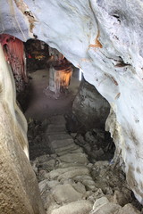 Stalagmites inside the caves, beautiful nature.