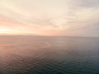 Aerial Sunset view of Ooita Bay, Japan