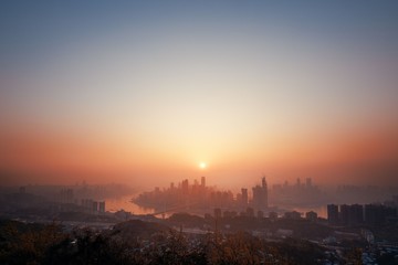 Chongqing Urban buildings sunset