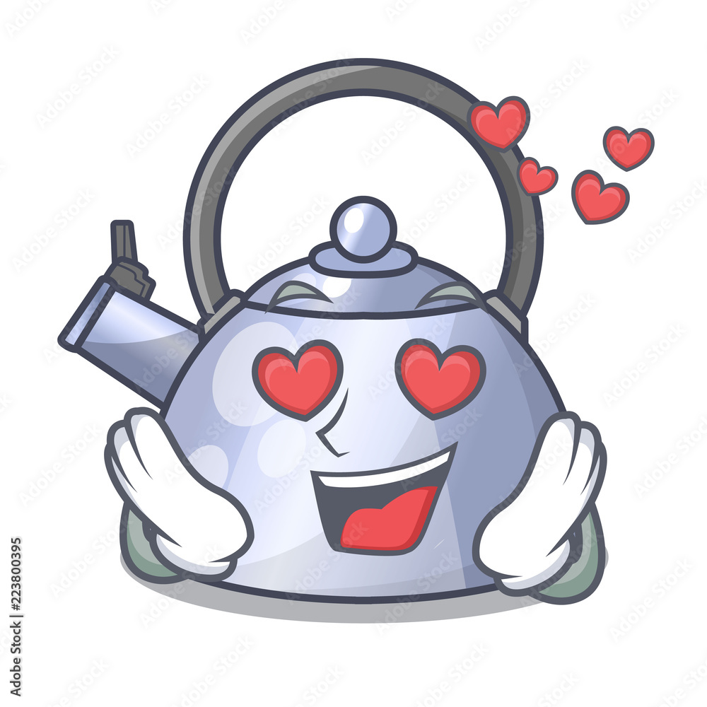 Canvas Prints In love whistling kettle cartoon on the stove top