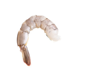 Raw Prawns, Peeled  Raw tiger shrimps isolated on white