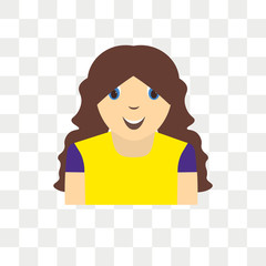 Girl kid avatar vector icon isolated on transparent background, Girl kid avatar logo design